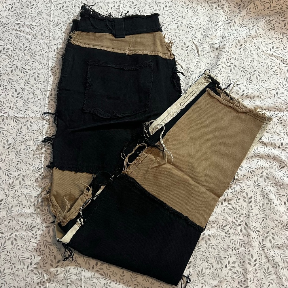 Women's Black and Brown Jeans